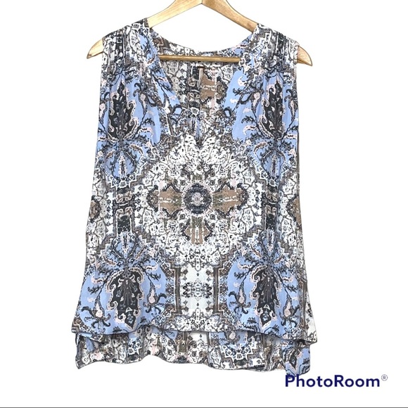 Free People Mosaic Print Swing Tank Top Blouse - Picture 6 of 8